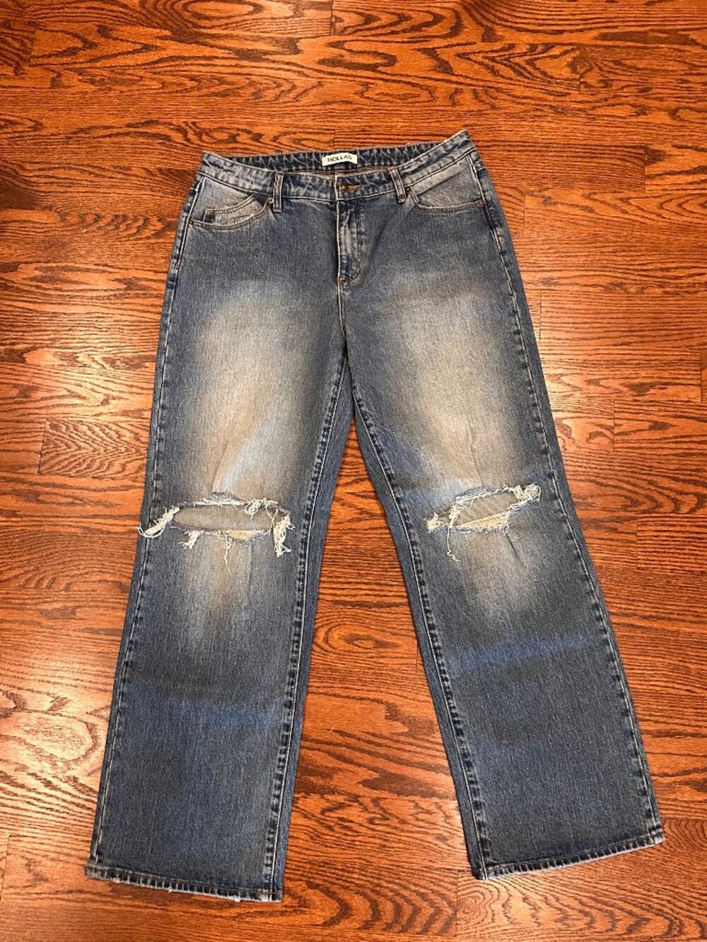 Rolla’s Heidi Low Brad Blue Distressed Straight Jeans Size 31